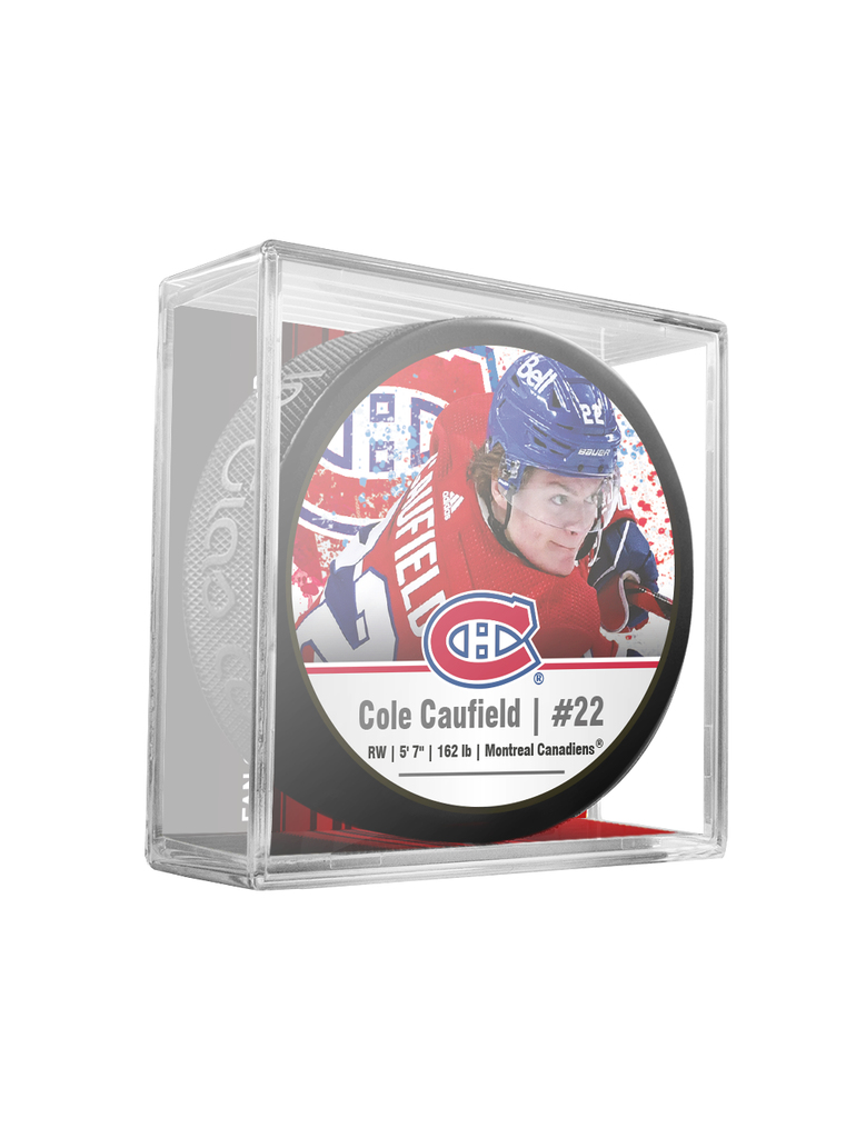 Montreal Canadiens krążek souvenir hockey puck in cube Cole Caufield #22