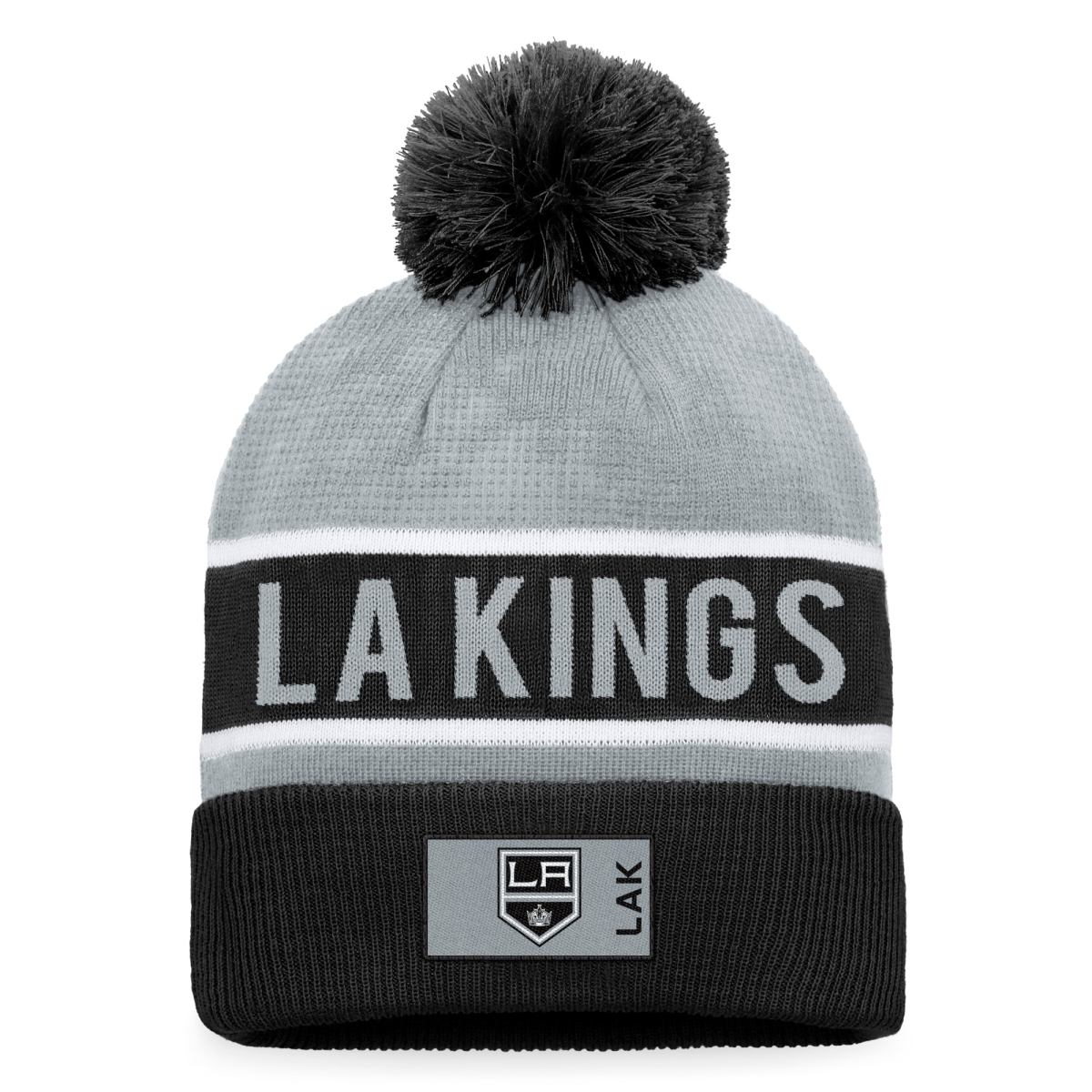 Los Angeles Kings czapka zimowa Authentic Pro Game & Train Cuffed Pom Knit Black-Stone Gray