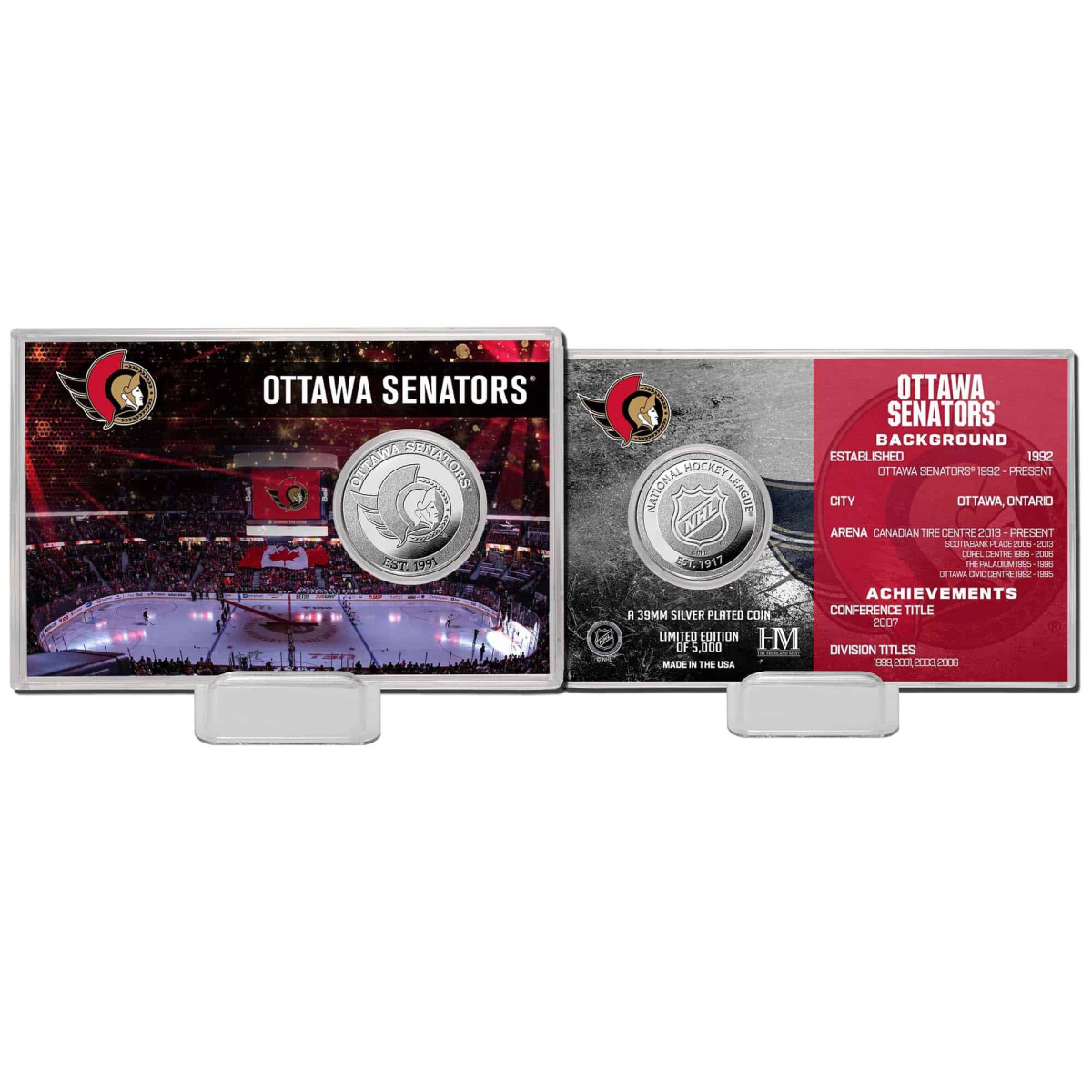Ottawa Senators Monety kolekcjonerskie History Silver Coin Card Limited Edition od 5000