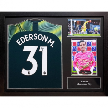 Słynni piłkarze koszulka w antyramie Manchester City FC 2019-20 Ederson Signed Shirt (Framed)