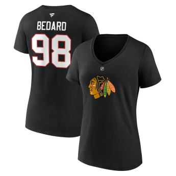 Chicago Blackhawks koszulka damska Connor Bedard #98 Draft 2023 Stack Logo Name & Number V-Neck Black