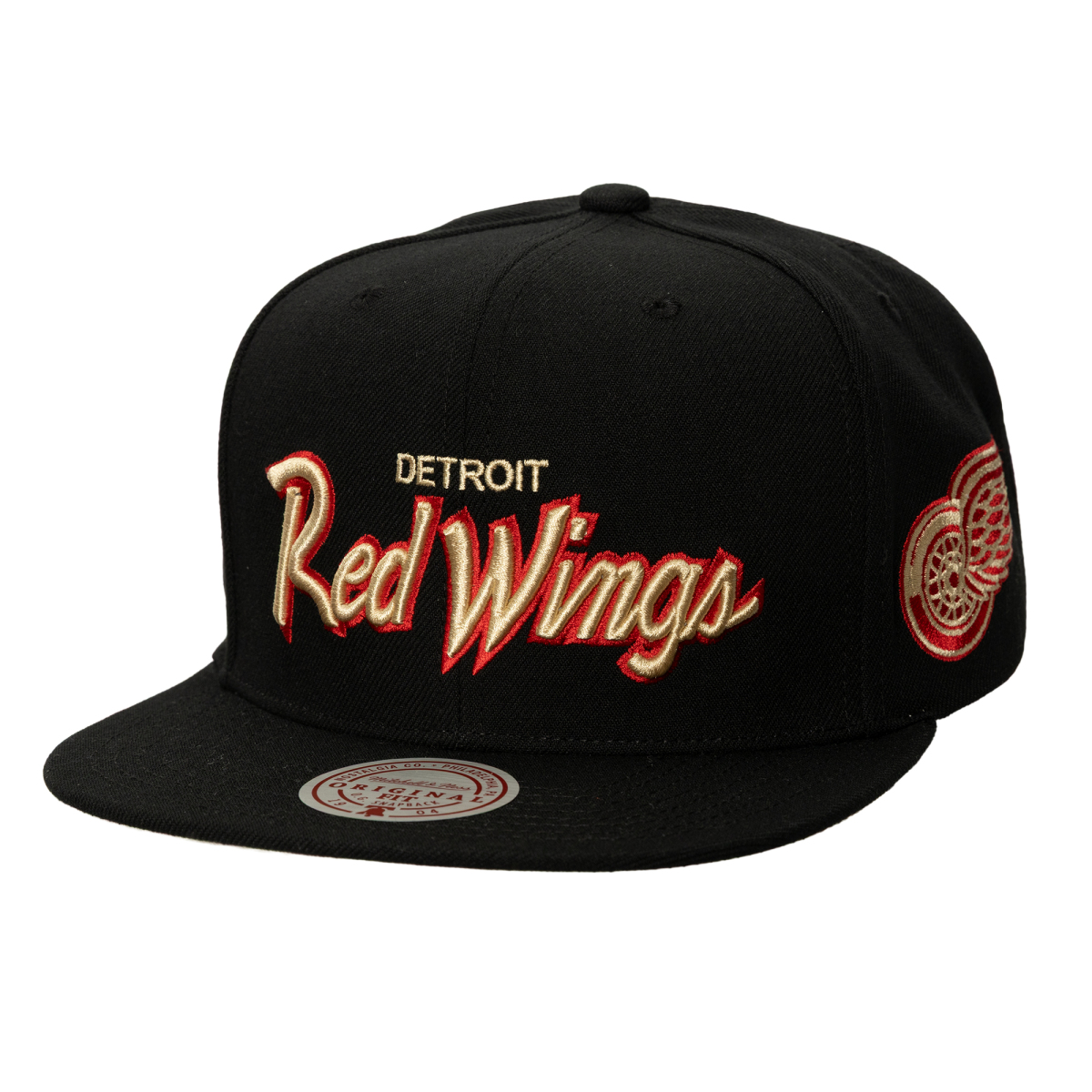 Detroit Red Wings czapka flat baseballówka Cream Script Snapback black