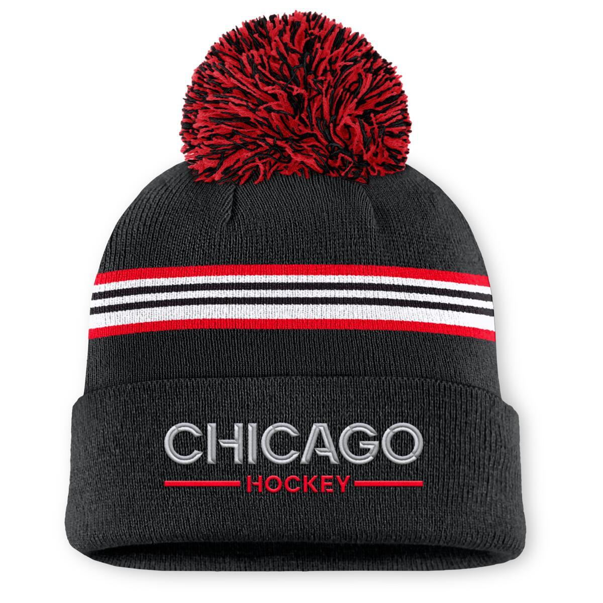 Chicago Blackhawks czapka zimowa damska Authentic Pro W/Cap Cuffed Pom Beanie