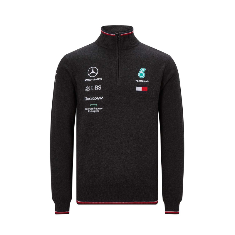 Mercedes AMG Petronas bluza męska black Half Zip F1 Team