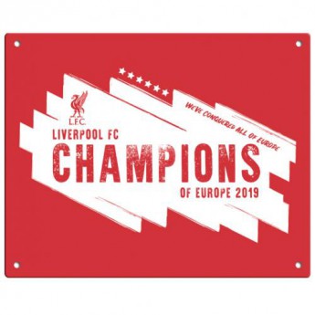 Liverpool tablica na ścianę Champions Of Europe Metal Sign