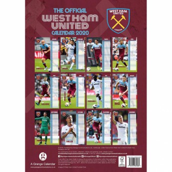 West Ham United kalendarz 2020 Team A3