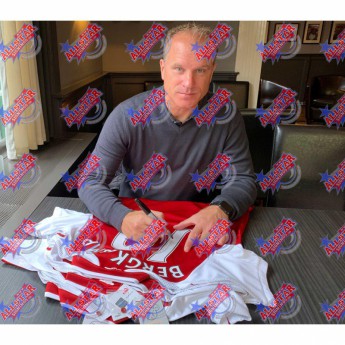 Słynni piłkarze piłkarska koszulka meczowa Arsenal FC Bergkamp 2017-2018 Signed Shirt