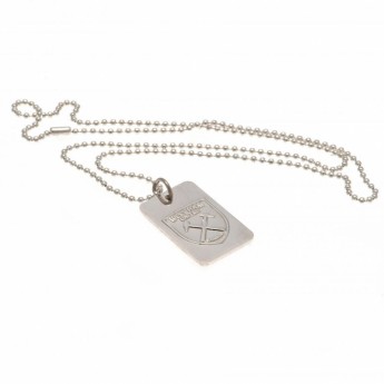 West Ham United naszyjnik z zawieszką Silver Plated Dog Tag & Chain
