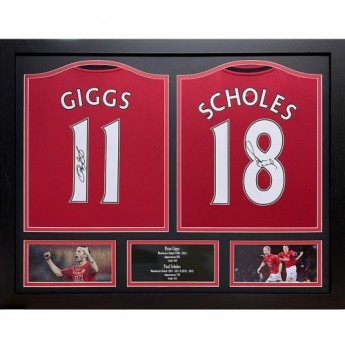 Słynni piłkarze koszulki w ramkach Giggs and Scholes 2019-2020 Signed Shirts (Dual Framed)