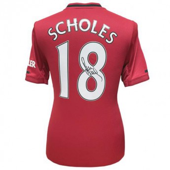 Słynni piłkarze piłkarska koszulka meczowa Manchester United Scholes 2019-2020 Signed Shirt