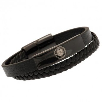 Manchester City bransoletka skórzana Black IP Leather Bracelet