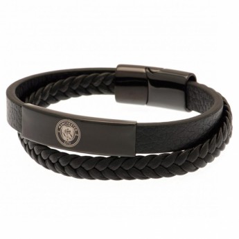 Manchester City bransoletka skórzana Black IP Leather Bracelet