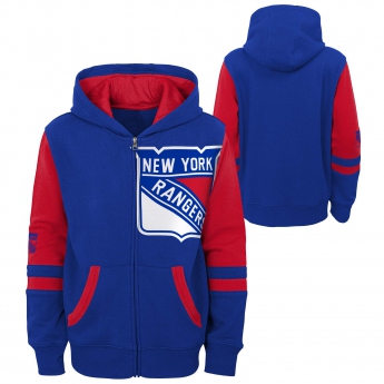 New York Rangers dziecięca bluza z kapturem faceoff colorblocked fleece full-zip