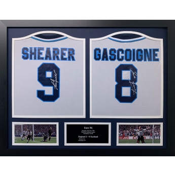 Słynni piłkarze koszulki w ramkach England FA 1996 Shearer & Gascoigne Signed Shirts (Dual Framed)