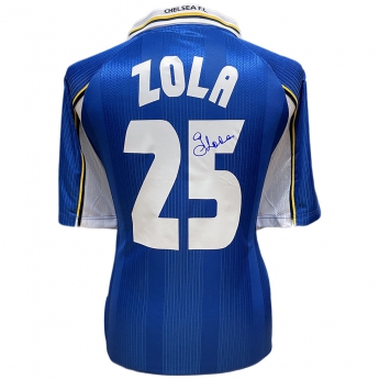 Słynni piłkarze piłkarska koszulka meczowa Chelsea FC 1998 UEFA Cup Winners Cup Final Zola Signed Shirt