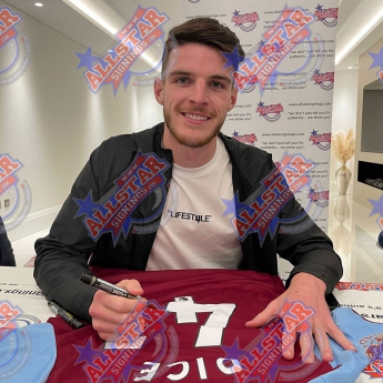 Słynni piłkarze piłkarska koszulka meczowa West Ham United FC Rice Signed Shirt