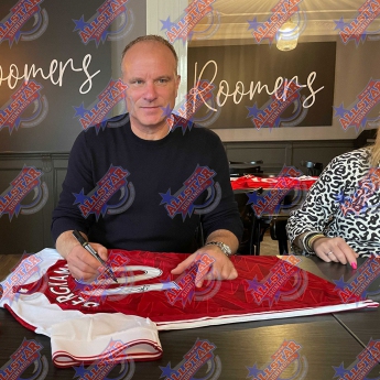 Słynni piłkarze piłkarska koszulka meczowa Arsenal FC Bergkamp Signed Shirt