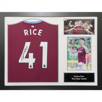 Słynni piłkarze koszulka w antyramie West Ham United FC Rice Signed Shirt (Framed)