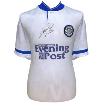 Słynni piłkarze piłkarska koszulka meczowa Leeds United 1992 Strachan Signed Shirt