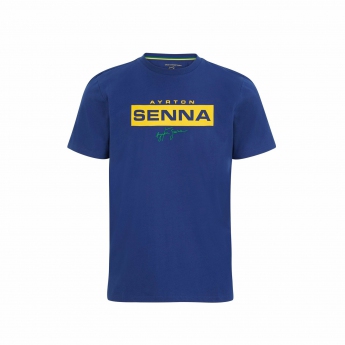 Ayrton Senna koszulka męska Signature Logo navy 2021