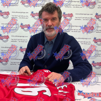 Słynni piłkarze piłkarska koszulka meczowa Manchester United FC Keane Signed Shirt