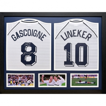 Słynni piłkarze koszulki w ramkach Tottenham Hotspur 1991 Lineker & Gascoigne Signed Shirts (Dual Framed)