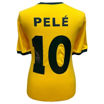 Słynni piłkarze piłkarska koszulka meczowa Brasil 1970 Pele Signed Shirt