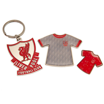 Liverpool Zestaw podarunkowy Badge, Keyring and Magnet Set