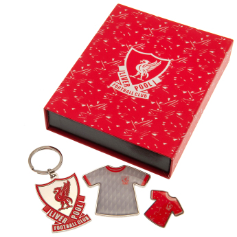 Liverpool Zestaw podarunkowy Badge, Keyring and Magnet Set