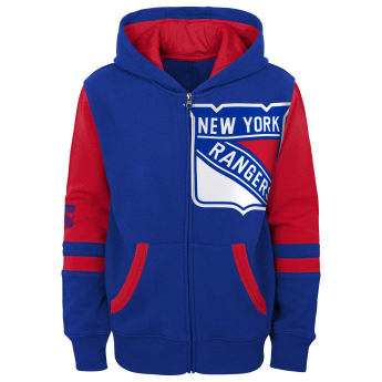 New York Rangers dziecięca bluza z kapturem faceoff colorblocked fleece full-zip