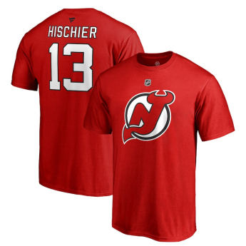 New Jersey Devils koszulka męska red #13 Nico Hischier Stack Logo Name & Number