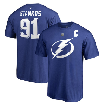 Tampa Bay Lightning koszulka męska blue #91 Steven Stamkos Stack Logo Name & Number