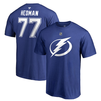 Tampa Bay Lightning koszulka męska blue #77 Victor Hedman Stack Logo Name & Number