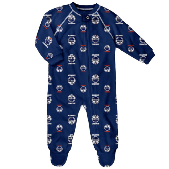 Edmonton Oilers ubranko dla niemowlaka Full Zip Allover Print Coverall Blue