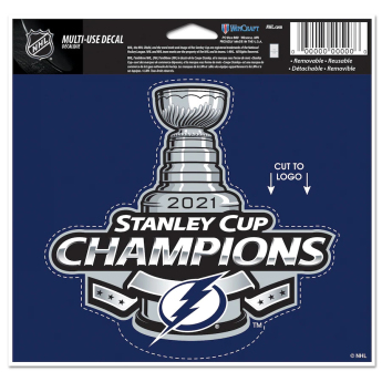 Tampa Bay Lightning naklejka 2021 Stanley Cup Champions 4´´ x 6´´ Cut-to-Logo Multi-Use Decal