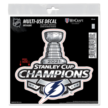 Tampa Bay Lightning naklejka 2021 Stanley Cup Champions 6´´ x 6´´ Repositionable Decal