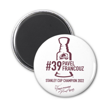 Colorado Avalanche magneska Pavel Francouz #39 Stanley Cup Champion 2022 white
