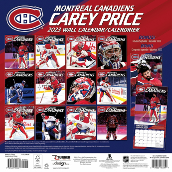 Montreal Canadiens kalendarz Carey Price #31 2023 Wall Calendar