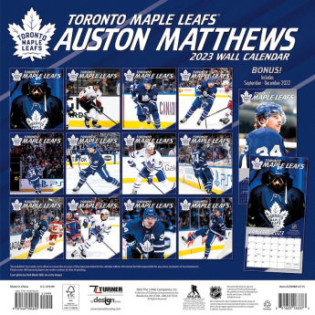 Toronto Maple Leafs kalendarz Auston Matthews #34 2023 Wall Calendar