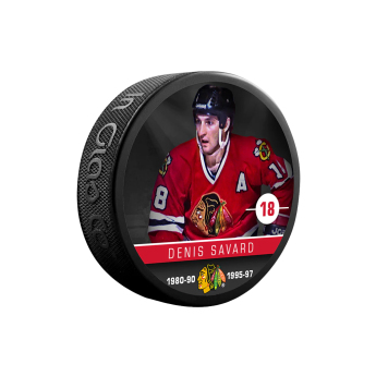 Chicago Blackhawks krążek Denis Savard #18 Souvenir Collector Hockey Puck