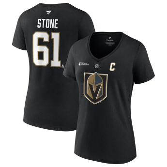 Vegas Golden Knights koszulka damska Mark Stone 2023 Stanley Cup Champions Authentic Stack Player Name & Number V-Neck