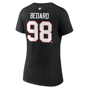 Chicago Blackhawks koszulka damska Connor Bedard #98 Draft 2023 Stack Logo Name & Number V-Neck Black