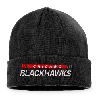 Chicago Blackhawks czapka zimowa Authentic Pro Game & Train Cuffed Knit Black