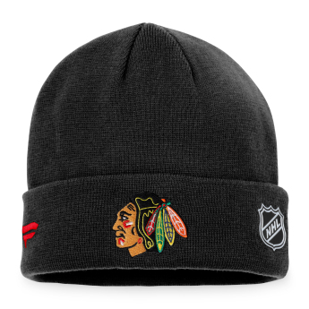 Chicago Blackhawks czapka zimowa Authentic Pro Game & Train Cuffed Knit Black