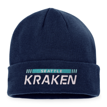 Seattle Kraken czapka zimowa Authentic Pro Game & Train Cuffed Knit Traditional Navy