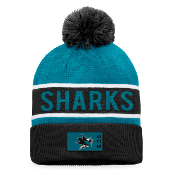 San Jose Sharks czapka zimowa Authentic Pro Game & Train Cuffed Pom Knit Black-Active Blue