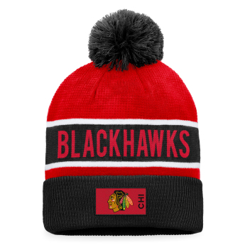 Chicago Blackhawks czapka zimowa Authentic Pro Game & Train Cuffed Pom Knit Black-Athletic Red