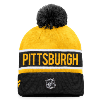 Pittsburgh Penguins czapka zimowa Authentic Pro Game & Train Cuffed Pom Knit Black-Yellow Gold