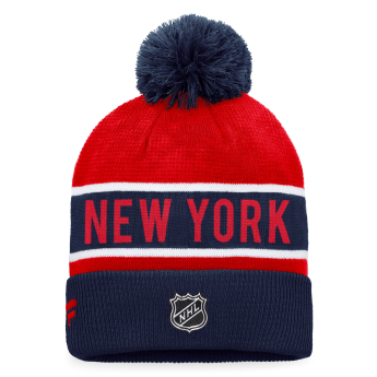 New York Rangers czapka zimowa Authentic Pro Game & Train Cuffed Pom Knit Deep Royal-Athletic Red