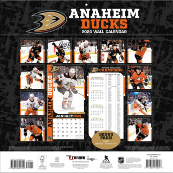 Anaheim Ducks kalendarz 2024 Wall Calendar